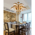 Load image into Gallery viewer, Brass Palm Leaf Crystal Chandelier