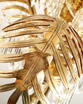 Load image into Gallery viewer, Brass Palm Leaf Crystal Chandelier