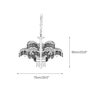 Brass Palm Leaf Crystal Chandelier – detail 3 — Dimension drawings 1
