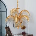 Load image into Gallery viewer, Brass Palm Leaf Crystal Chandelier