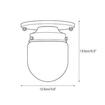 Bullet-shaped Spherical Ceiling Lamp – detail 3 — Dimension drawings 1
