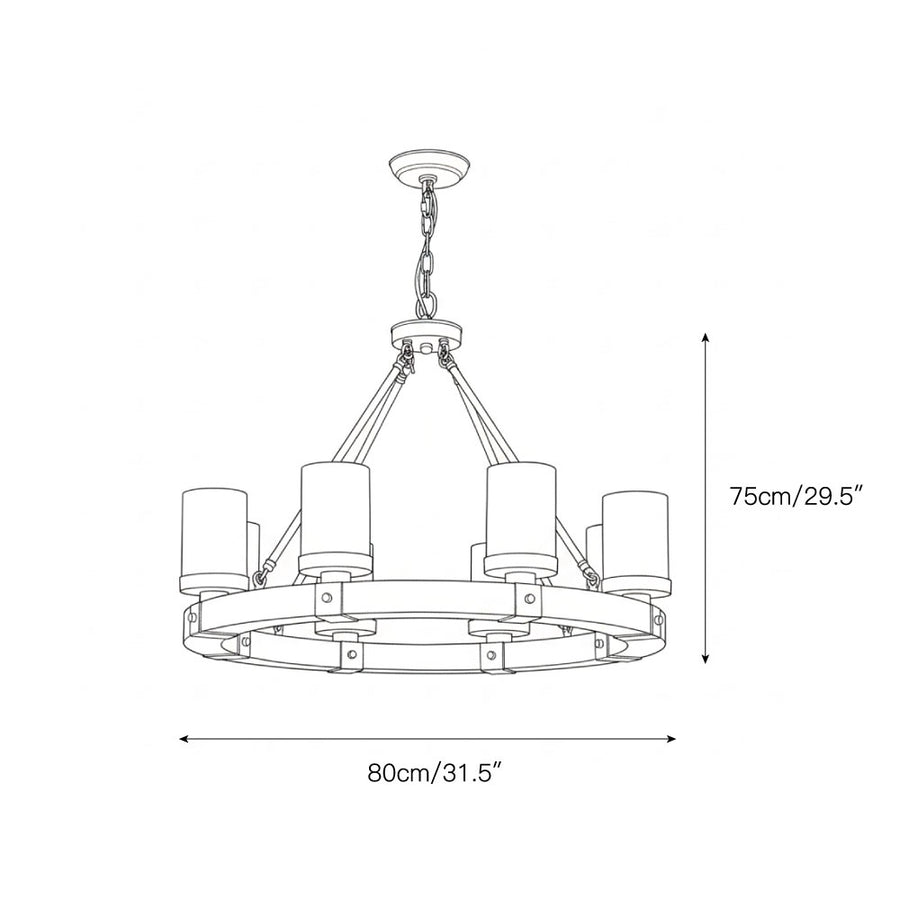 Cabot Rustic Chandelier – detail 4 — Dimension drawings 2