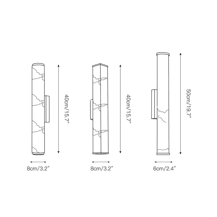 Callisto Alabaster Sconce – detail 5 — Dimension drawings 1