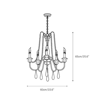 Candle Style Beaded Chandelier – detail 4 — Dimension drawings 2
