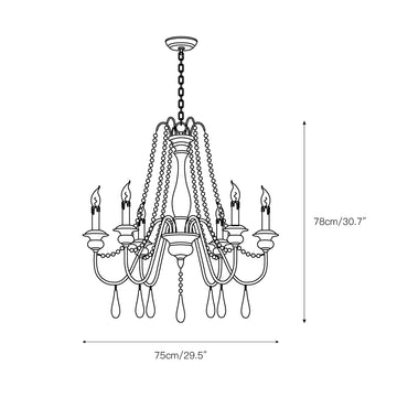 Candle Style Beaded Chandelier – detail 5 — Dimension drawings 3