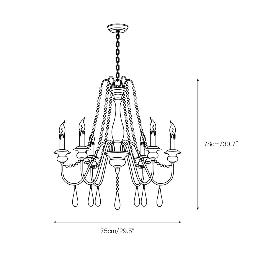 Candle Style Beaded Chandelier – detail 5 — Dimension drawings 3