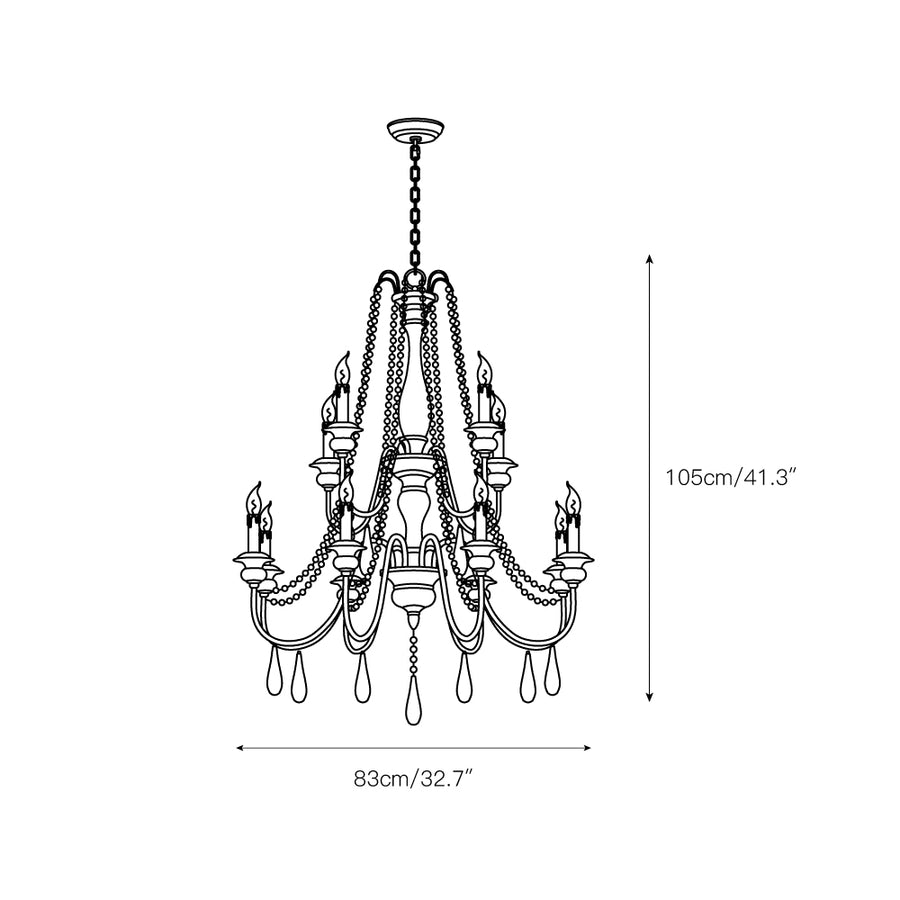Candle Style Beaded Chandelier – detail 8 — Dimension drawings 6