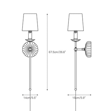 Fluted-Rosette Plug-in Wall Sconce – detail 4 — Dimension drawings 2