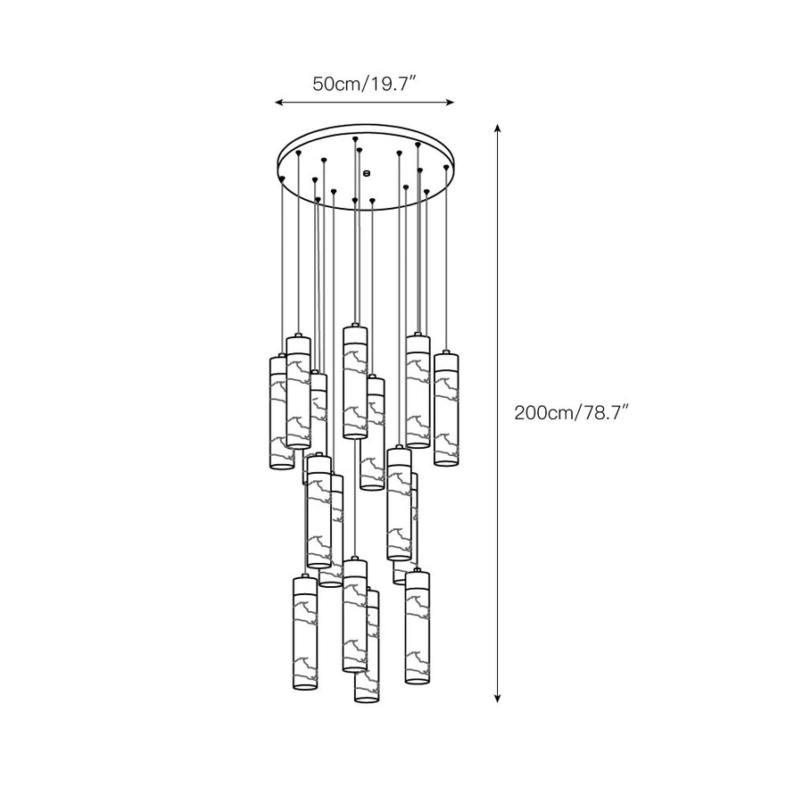 Celestial Alabaster Cascade Chandelier – detail 5 — Dimension drawings 3