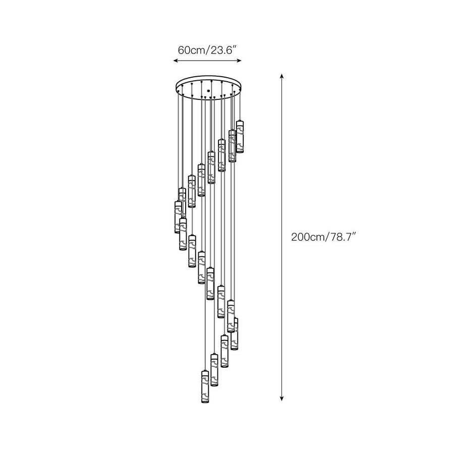 Celestial Alabaster Cascade Chandelier – detail 9 — Dimension drawings 7