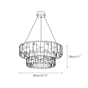 Celestial Alabaster Round Chandelier – detail 3 — Dimension drawings 1