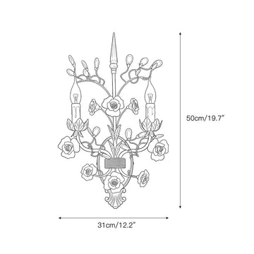 Ceramic Rose Vine Sconce – detail 3 — Dimension drawings 1