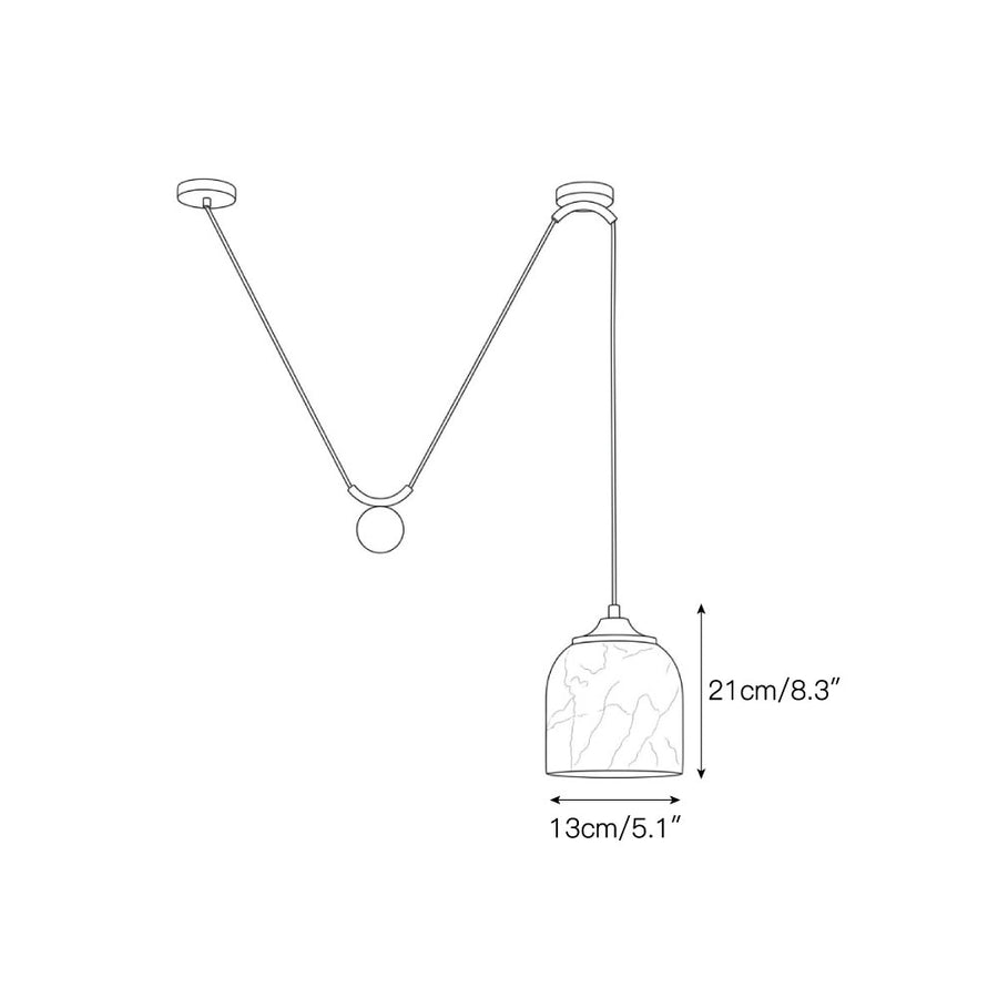 Lampada a sospensione Chart in alabastro con contrappeso — Dimension drawings 1