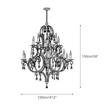 Chateau Tiered Chandelier – detail 4 — Dimension drawings 2