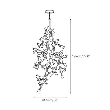 Cascading Blossom Chandelier – detail 3 — Dimension drawings 1
