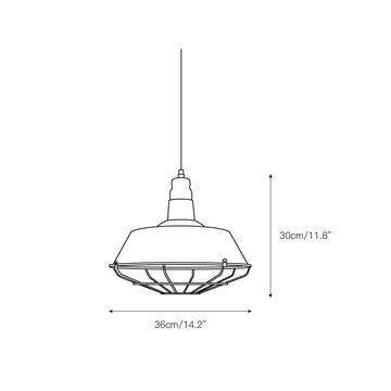 Red Barn Dome Pendant Light – detail 3 — Dimension drawings 1