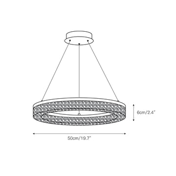 Coblitz Round LED Chandelier – detail 4 — Dimension drawings 1