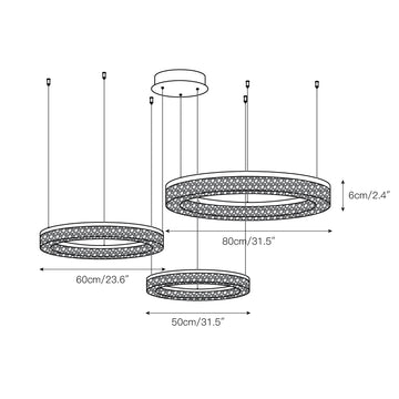 Coblitz Round LED Chandelier – detail 8 — Dimension drawings 5