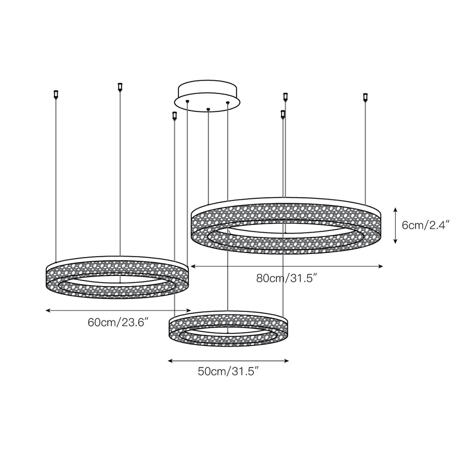 Coblitz Round LED Chandelier – detail 8 — Dimension drawings 5