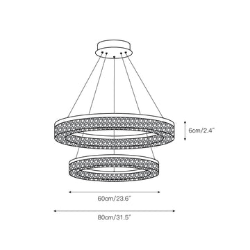 Coblitz Round LED Chandelier – detail 5 — Dimension drawings 2