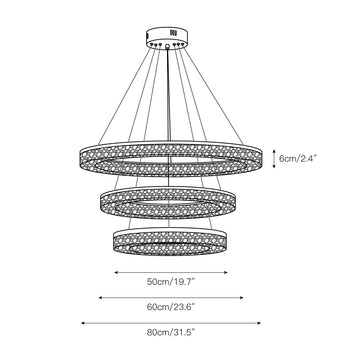 Coblitz Round LED Chandelier – detail 6 — Dimension drawings 3
