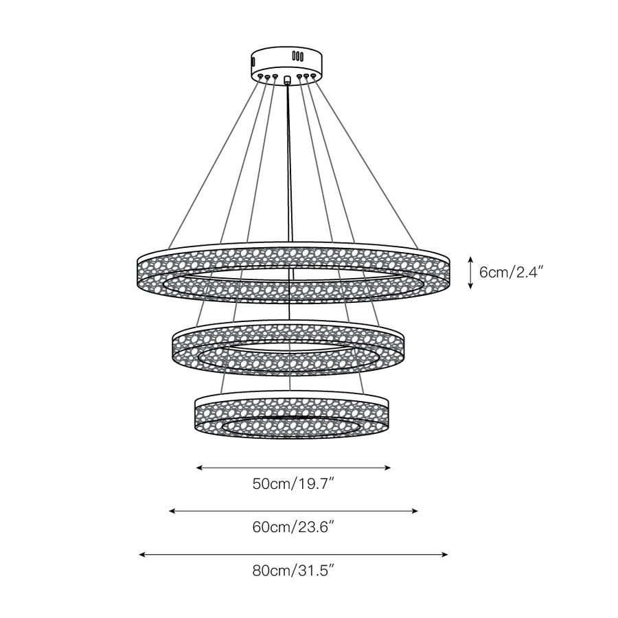 Coblitz Round LED Chandelier – detail 6 — Dimension drawings 3