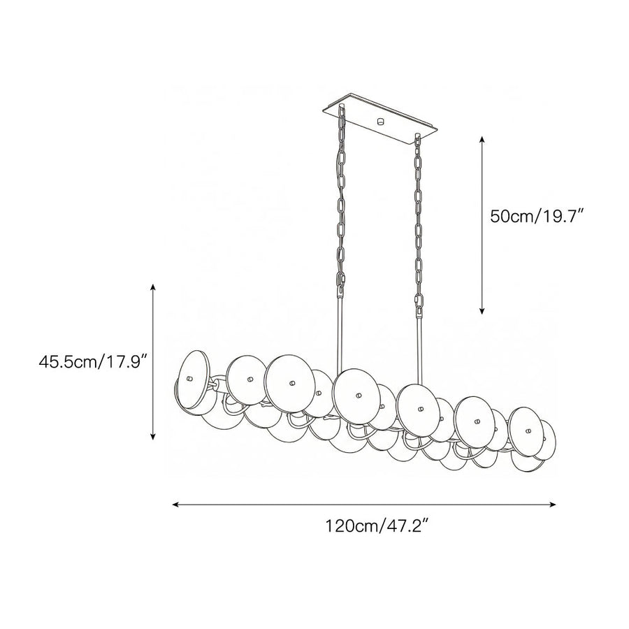 Selene Linear Alabaster Chandelier – detail 3 — Dimension drawings 1