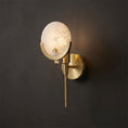 Load image into Gallery viewer, Crescent-Cradle Alabaster Globe Wall Sconce