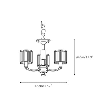 Crystal Column Brass Chandelier – detail 3 — Dimension drawings 1