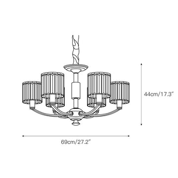 Crystal Column Brass Chandelier – detail 4 — Dimension drawings 2