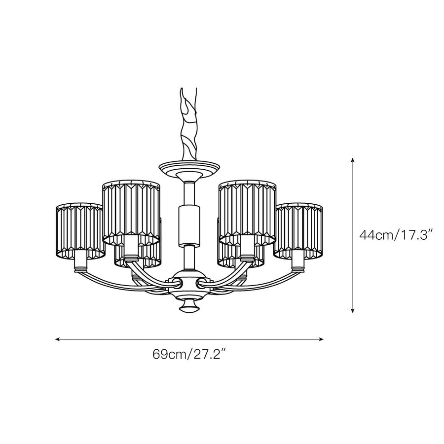 Crystal Column Brass Chandelier – detail 4 — Dimension drawings 2