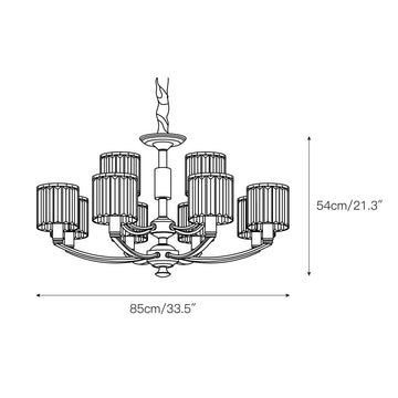 Crystal Column Brass Chandelier – detail 7 — Dimension drawings 5