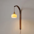 Load image into Gallery viewer, Curved Walnut Ceramic Plug-in Wall Light