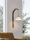Load image into Gallery viewer, Curved Walnut Ceramic Plug-in Wall Light