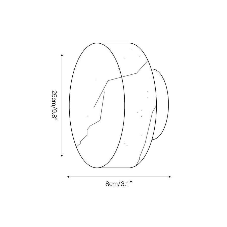 Cylindrical Alabaster Wall Lamp – detail 4 — Dimension drawings 1