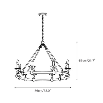 Devon Round Chandelier – detail 3 — Dimension drawings 1
