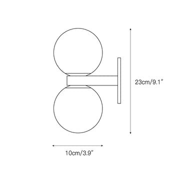 Dual Globe Alabaster Wall Lamp – detail 4 — Dimension drawings 1