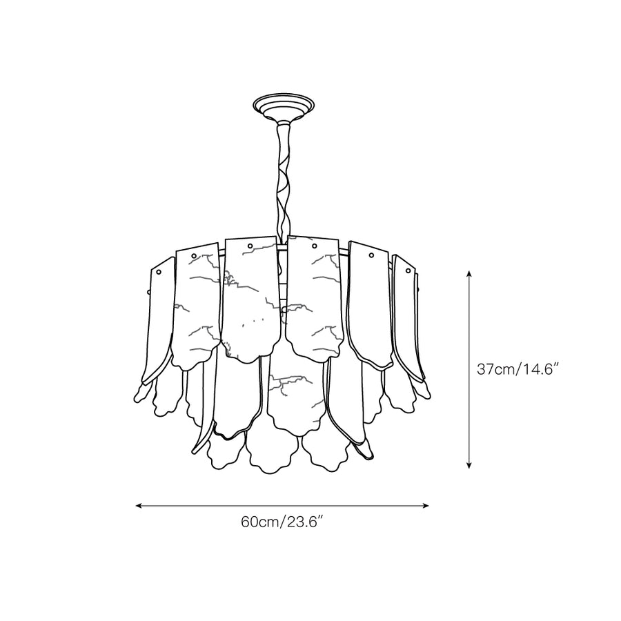 Elba Alabaster Chandelier – detail 3 — Dimension drawings 1