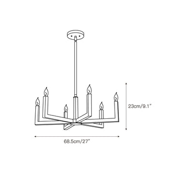 Eliza Brass Chandelier – detail 3 — Dimension drawings 1