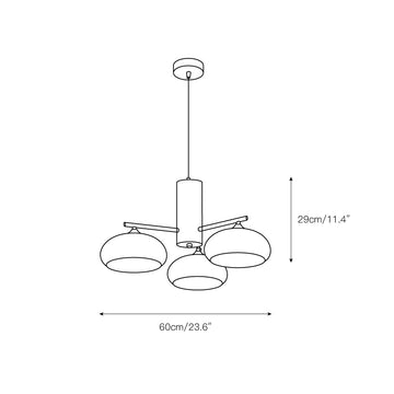 Nova Elliptical Persimmon Chandelier – detail 3 — Dimension drawings 1