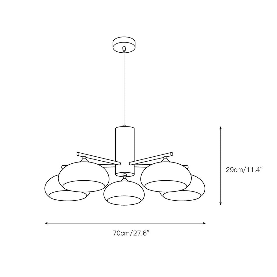Nova Elliptical Persimmon Chandelier – detail 4 — Dimension drawings 2