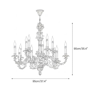 Eloise Brass Leaf Chandelier – detail 3 — Dimension drawings 1