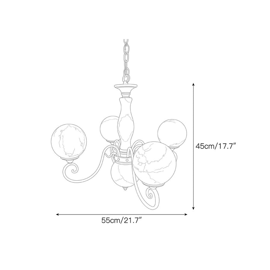 Evelyn Alabaster Chandelier — Dimension drawings 2