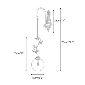 Evelyn Glass Rose Wall Sconce – detail 3 — Dimension drawings 1