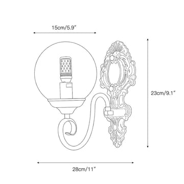 Evelyn Glass Wall Lamp – detail 4 — Dimension drawings 1