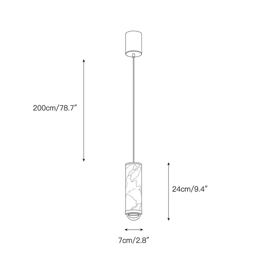 Fina Cylindrical Alabaster Pendant Lamp – detail 3 — Dimension drawings 1