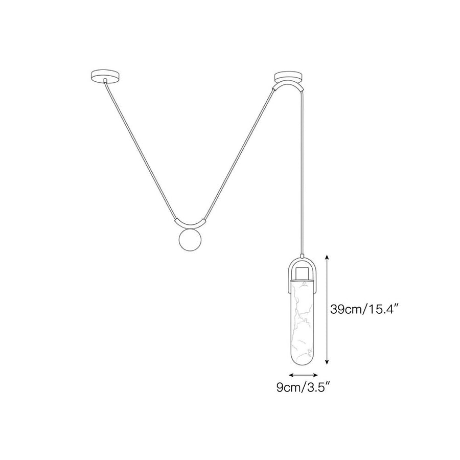 Lampada a sospensione Flint in alabastro con contrappeso — Dimension drawings 1
