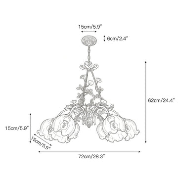 Flora Blossom Chandelier – detail 4 — Dimension drawings 2