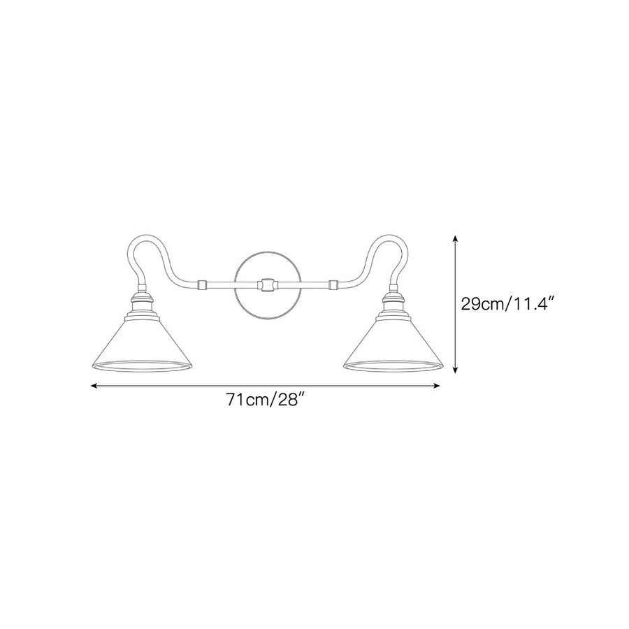Floren Thetford Double wandlamp — Dimension drawings 1