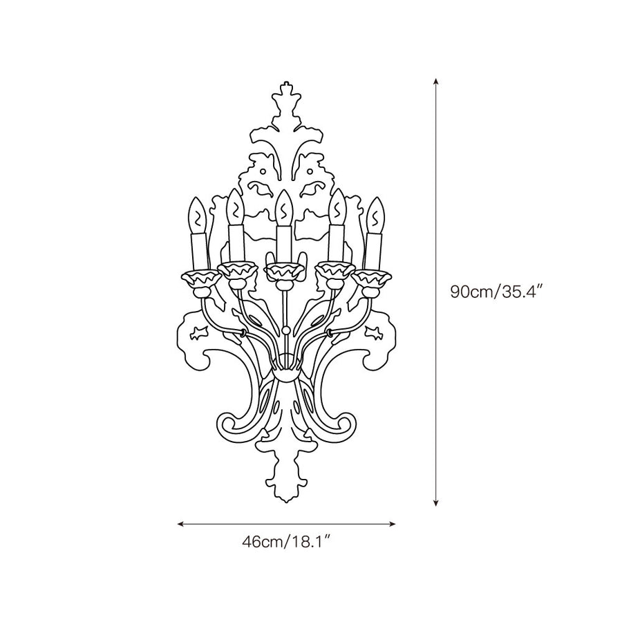 Florentine Wood Wall Lamp – detail 4 — Dimension drawings 2